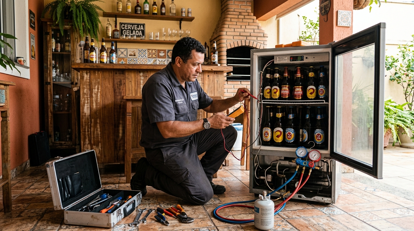 Recarga de gás no circuito de refrigeração de uma cervejeira no Silveira, Belo Horizonte‑MG