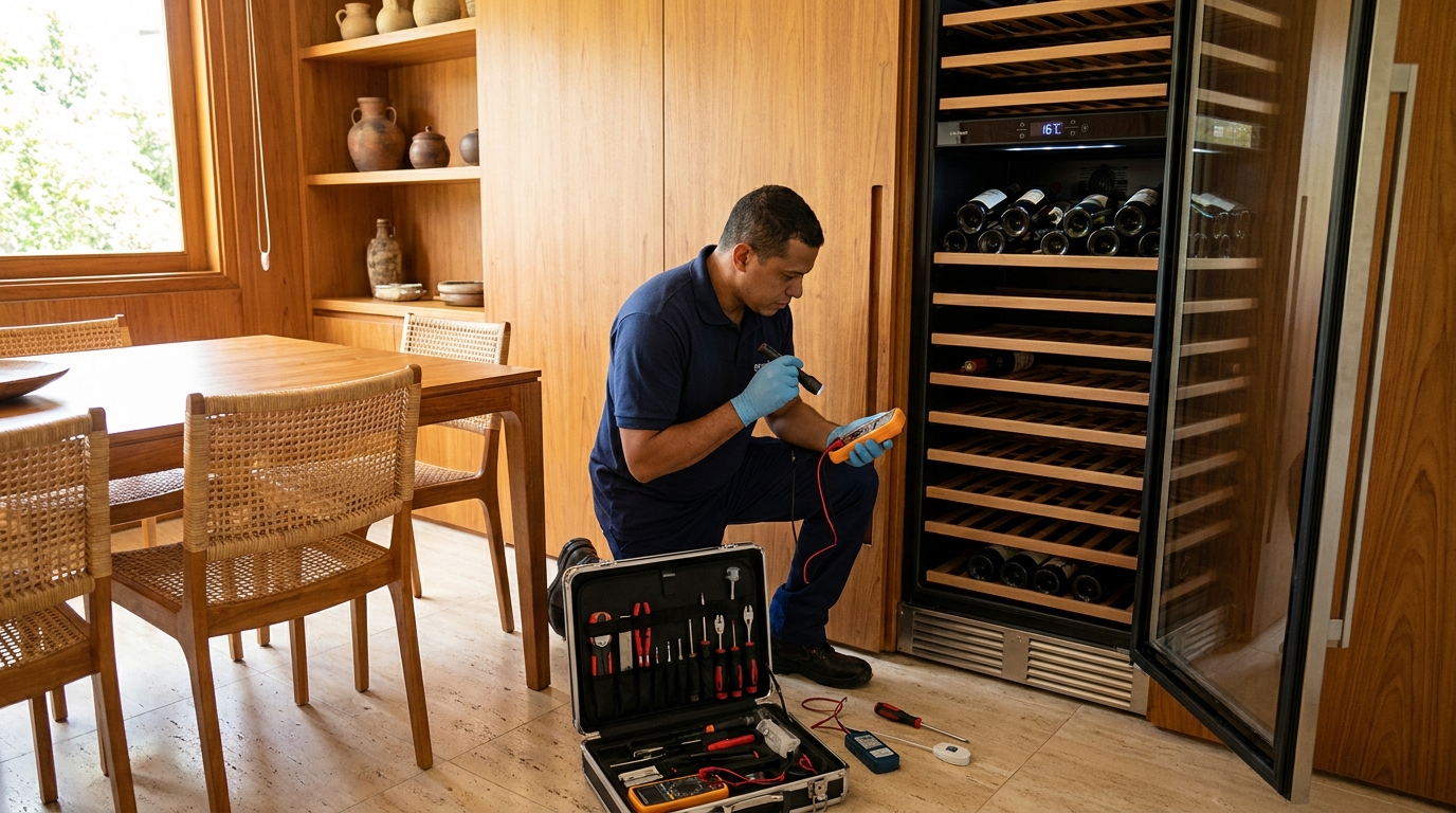Substituição do termostato de uma adega climatizada em Buritis, Belo Horizonte‑MG
