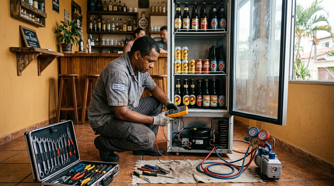 Substituição do termostato de uma cervejeira no Silveira, Belo Horizonte‑MG